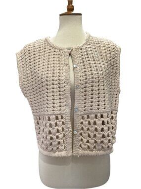 Crochet Knit Sleeveless Cardigan Vest